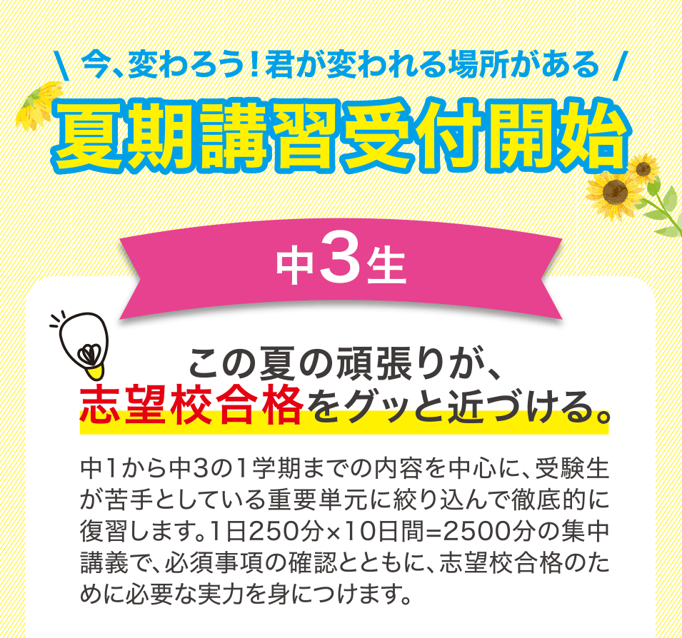 夏期講習受付開始